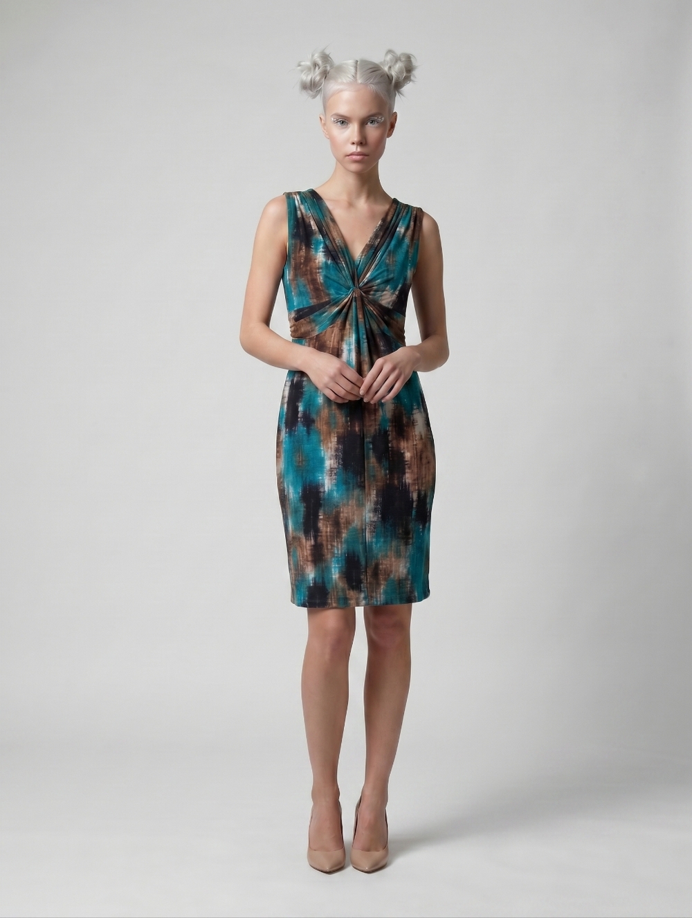 ∆*Laura Ashley Splash Variegated Colors Empire Waisted Sleeveless Dress- Size: L